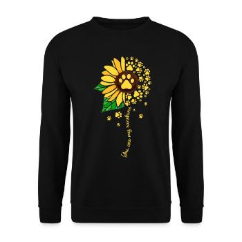 Hunde Design mit “ You Are My Sunshine “ Motiv - Unisex Pullover - Schwarz - Vorne - Alina (178cm) & Michal (187cm)