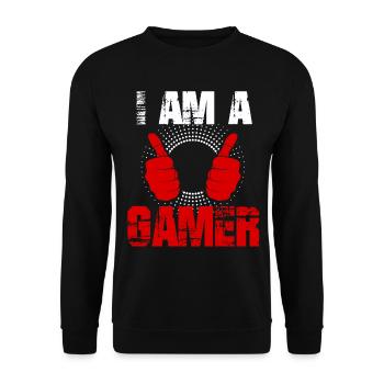 Gamer Gambling Gamepad Jeu vidéo Adolescent - Sweat-shirt Unisexe - noir - Devant - Alina (178cm) & Michal (187cm)