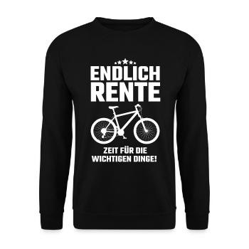 Endlich Rente Fahrrad Fahrradfahrer - Unisex Pullover - Schwarz - Vorne - Alina (178cm) & Michal (187cm)