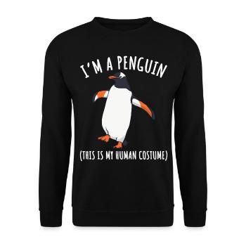 Costume de pingouin motif pingouin Je suis un pingouin - Sweat-shirt Unisexe - noir - Devant - Alina (178cm) & Michal (187cm)