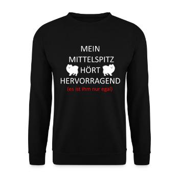 Mittelspitz Deutsche Spitze Hunde Hund - Unisex Pullover - Schwarz - Vorne - Alina (178cm) & Michal (187cm)