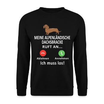 Alpenländische Dachsbracke Österreichische Hunde - Unisex Pullover - Schwarz - Vorne - Alina (178cm) & Michal (187cm)