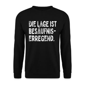 Die Lage Ist Besäufniserregend Saufen Party Bier - Unisex Pullover - Schwarz - Vorne - Alina (178cm) & Michal (187cm)