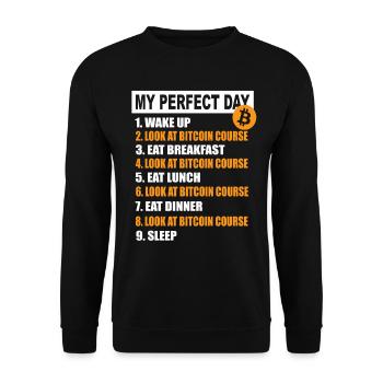 My Perfect Day Bitcoin - Cryptocurrency Daily Schedule - Unisex Sweatshirt - black - Front - Alina (178cm) & Michal (187cm)