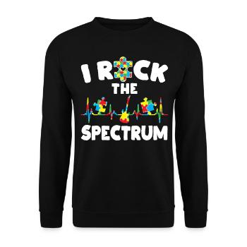 I Rock Support Autism Awareness Autistic - Unisex Sweatshirt - black - Front - Alina (178cm) & Michal (187cm)
