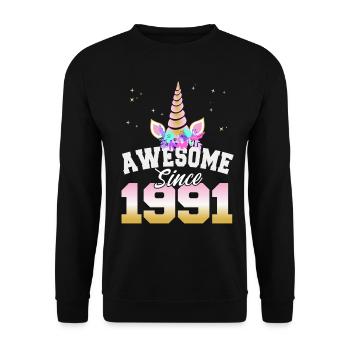 30th Birthday Men 30 Years Awesome Since 1991 - Unisex Sweatshirt - black - Front - Alina (178cm) & Michal (187cm)