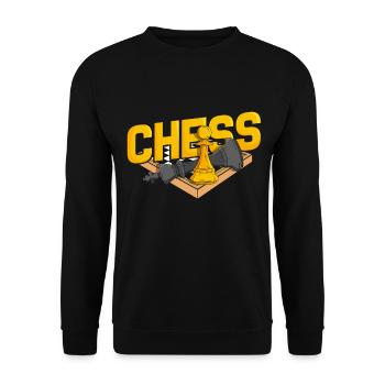 Schach Taktik Schachmatt Denksport Chess Läufer - Unisex Pullover - Schwarz - Vorne - Alina (178cm) & Michal (187cm)