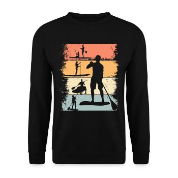 Chemise de Stand Up Paddling Retro SUP Paddle Boarding - Sweat-shirt Unisexe - noir - Devant - Alina (178cm) & Michal (187cm)