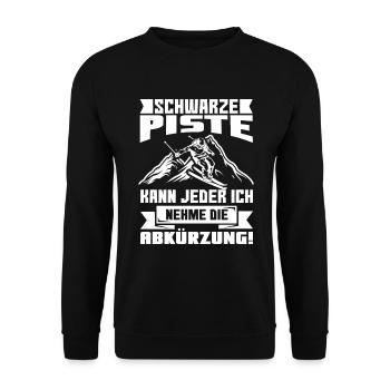 Lustiges Skifahren Skifahrer Sprüche Geschenk - Unisex Pullover - Schwarz - Vorne - Alina (178cm) & Michal (187cm)