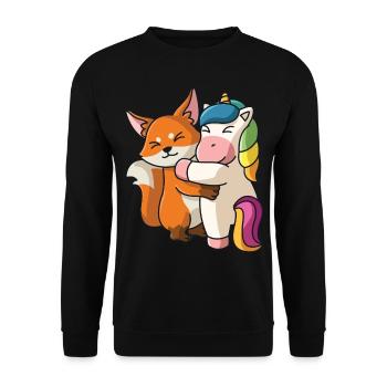 Renard avec licorne aime les animaux mignons doux - Sweat-shirt Unisexe - noir - Devant - Alina (178cm) & Michal (187cm)