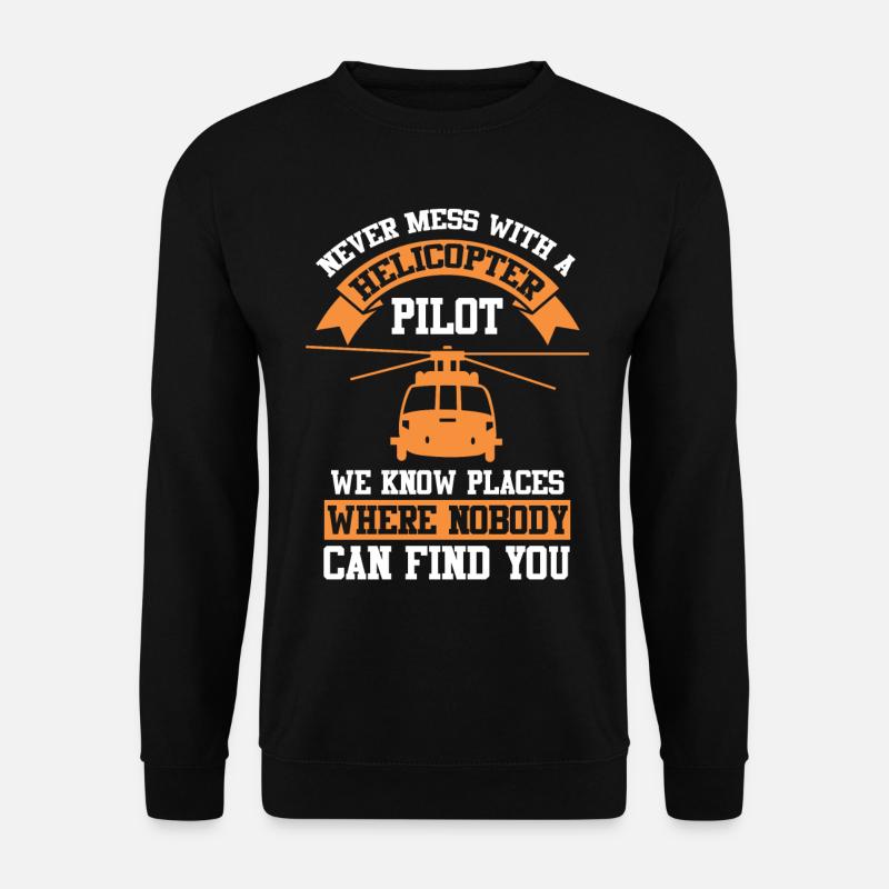 Helicopter airplane pilot flying gift - Unisex Sweatshirt - black