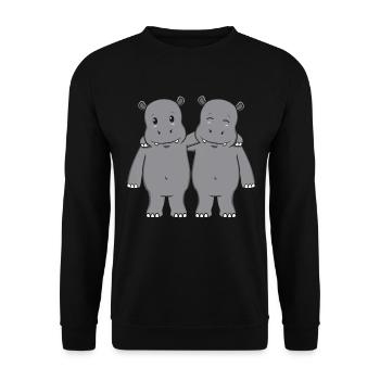 Hippos hippos - Unisex Sweatshirt - black - Front - Alina (178cm) & Michal (187cm)