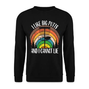 Disc Golf Spruch I Like Big Putts And I Cannot Lie - Unisex Pullover - Schwarz - Vorne - Alina (178cm) & Michal (187cm)