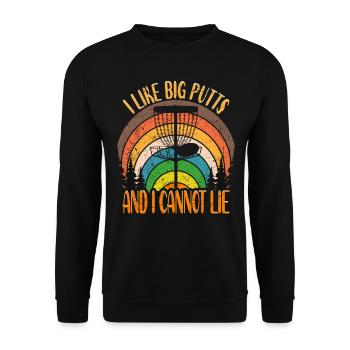 Disc Golf Spruch I Like Big Putts And I Cannot Lie - Unisex Pullover - Schwarz - Vorne - Alina (178cm) & Michal (187cm)