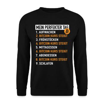 Bitcoin Mon jour parfait - Bitcoin cours en hausse - Sweat-shirt Unisexe - noir - Devant - Alina (178cm) & Michal (187cm)