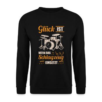 Schlagzeug Schlagzeuger Retro Vintage Geschenkidee - Unisex Pullover - Schwarz - Vorne - Alina (178cm) & Michal (187cm)