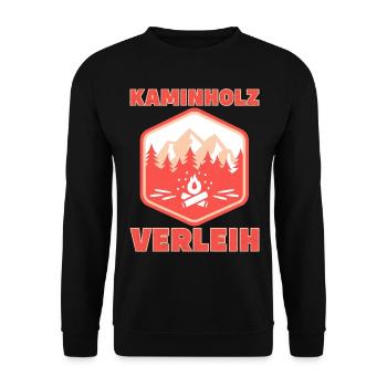 Kaminholz Verleih Lustige Sprüche - Unisex Pullover - Schwarz - Vorne - Alina (178cm) & Michal (187cm)