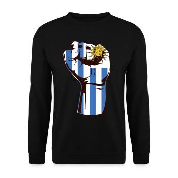 Uruguay Fist Revolution I love Uruguay - Unisex Sweatshirt - black - Front - Alina (178cm) & Michal (187cm)