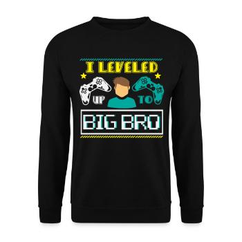 Gamer Gaming Leveled Up to Big Bro - Unisex Sweatshirt - black - Front - Alina (178cm) & Michal (187cm)