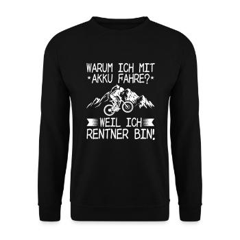Rentner Rente Fahrrad Sprüche Geschenkidee - Unisex Pullover - Schwarz - Vorne - Alina (178cm) & Michal (187cm)