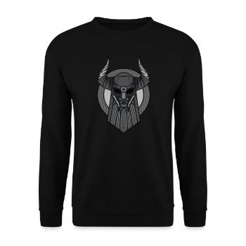 Odin Viking Norse Mythology - Unisex Sweatshirt - black - Front - Alina (178cm) & Michal (187cm)