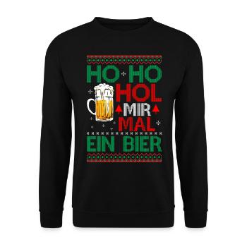 Ho Ho Hol mir mal ein Bier Weihnachten Geschenk - Unisex Pullover - Schwarz - Vorne - Alina (178cm) & Michal (187cm)