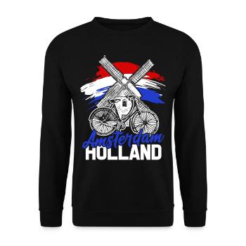 Pays-Bas Tshirt Hollande Amsterdam cadeau drapeau - Sweat-shirt Unisexe - noir - Devant - Alina (178cm) & Michal (187cm)
