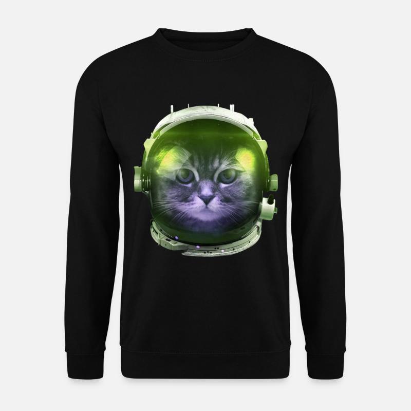 Astronaut Katze Weltall Raumfahrt lustig Geschenk - Unisex Pullover - Schwarz