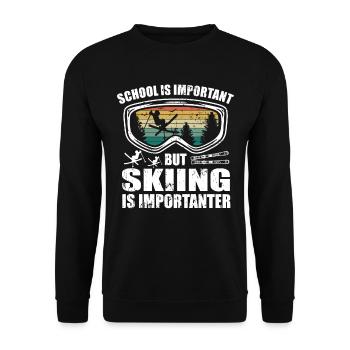 Ski Skieur Rétro Ski Lunettes Ski Vacances Ski - Sweat-shirt Unisexe - noir - Devant - Alina (178cm) & Michal (187cm)