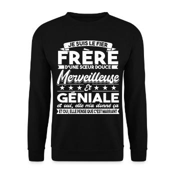 Frére et Soeur Géniale Humour Frere Cadeau Frèro - Sweat-shirt Unisexe - noir - Devant - Alina (178cm) & Michal (187cm)