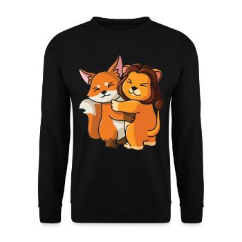 Renard avec lion aime les animaux mignons doux - Sweat-shirt Unisexe - noir - Devant - Alina (178cm) & Michal (187cm)