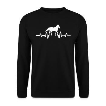 Herzschlag EKG Pferd - Unisex Pullover - Schwarz - Vorne - Alina (178cm) & Michal (187cm)