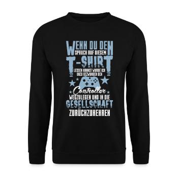 Gamer Zocker Games Pc - Lustiges Gaming - Unisex Pullover - Schwarz - Vorne - Alina (178cm) & Michal (187cm)