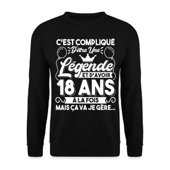 C'Est Compliqué D'être Une Légende Et D'Avoir 18 - Sweat-shirt Unisexe - noir - Devant - Alina (178cm) & Michal (187cm)