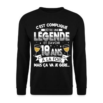 Anniversaire 18 ans Cadeau Anniv Humour Fille - Sweat-shirt Unisexe - noir - Devant - Alina (178cm) & Michal (187cm)