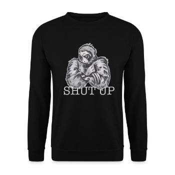 Böses Faultier Shut up - Unisex Pullover - Schwarz - Vorne - Alina (178cm) & Michal (187cm)