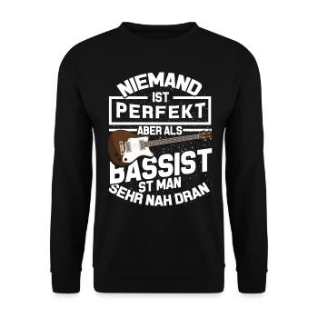 Bassist Gitarrist Basser Kontrabass Geschenk Bass - Unisex Pullover - Schwarz - Vorne - Alina (178cm) & Michal (187cm)