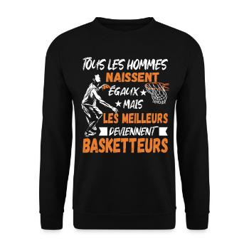 Basketteurs Cadeau pour Basketteur Humour - Sweat-shirt Unisexe - noir - Devant - Alina (178cm) & Michal (187cm)