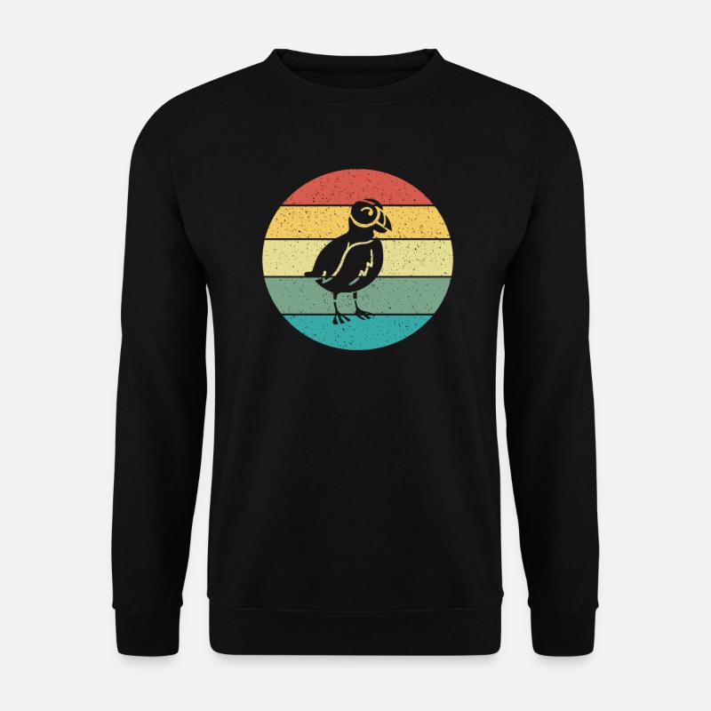 Puffin Retro Weinlese - Unisex Pullover - Schwarz