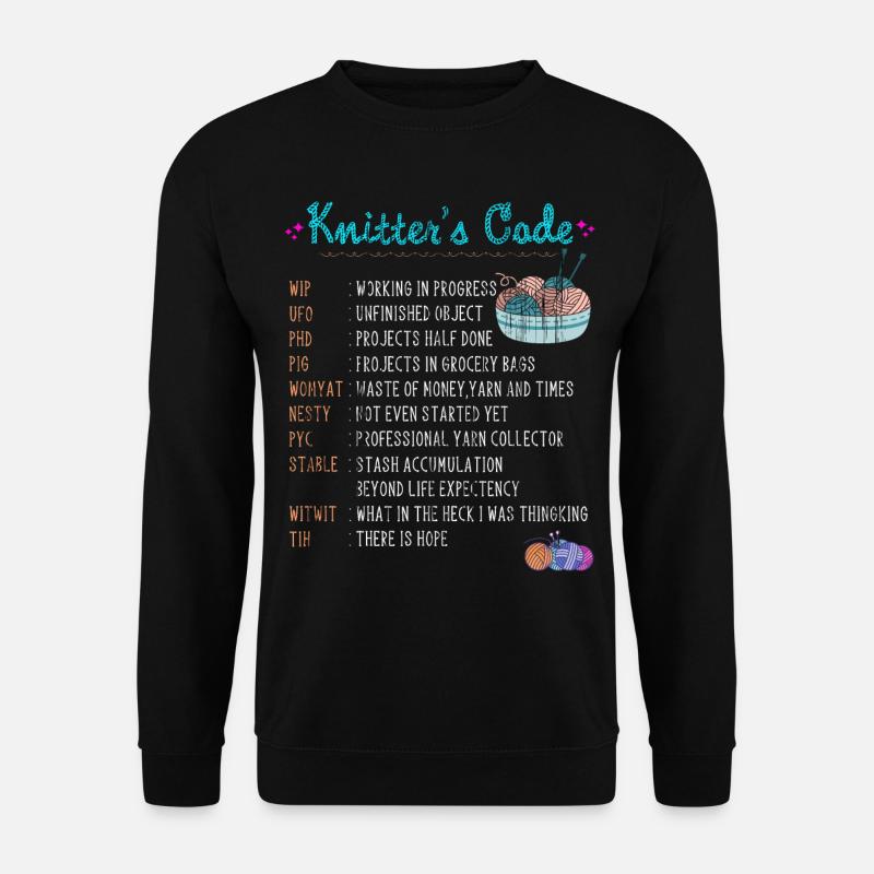 Stricken Nähen Wollen Häkeln Nadel Strickerin - Unisex Pullover - Schwarz
