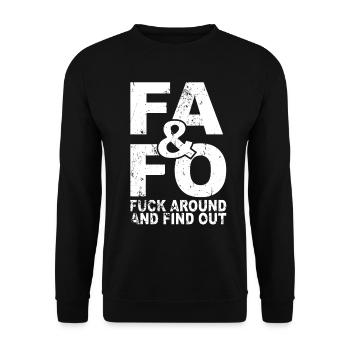 FAFO Fuck Around And Find Out - Unisex Pullover - Schwarz - Vorne - Alina (178cm) & Michal (187cm)