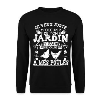 Papy Poule - Jardinage et Poules Cadeaux - Sweat-shirt Unisexe - noir - Devant - Alina (178cm) & Michal (187cm)