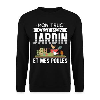 Papy Poule - Jardinage et Poules Cadeaux - Sweat-shirt Unisexe - noir - Devant - Alina (178cm) & Michal (187cm)