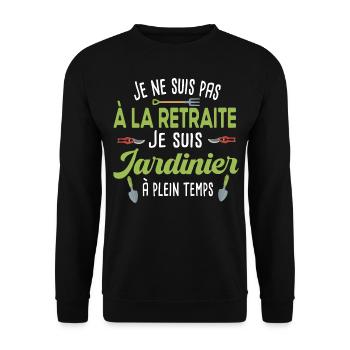 Retraite jardinier. Cadeau retraité papy Jardinage - Sweat-shirt Unisexe - noir - Devant - Alina (178cm) & Michal (187cm)