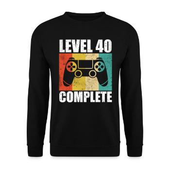 Level 40 Complete 40th Birthday Gamer - Unisex Sweatshirt - black - Front - Alina (178cm) & Michal (187cm)