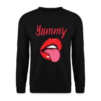 Femme délicieuse qui tire la langue rouge - Sweat-shirt Unisexe - noir - Devant - Alina (178cm) & Michal (187cm)