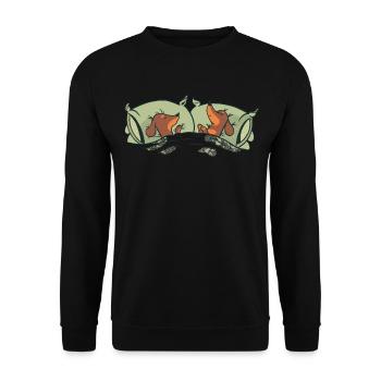 Schlafende Dackel im Bett Tier Geschenkidee Hunde - Unisex Pullover - Schwarz - Vorne - Alina (178cm) & Michal (187cm)