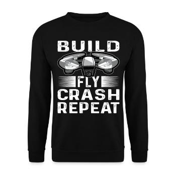 Build Fly Crash Repeat Drones Pilot Quadricopter - Sweat-shirt Unisexe - noir - Devant - Alina (178cm) & Michal (187cm)