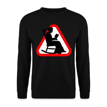 Attention Grandma - Unisex Pullover - Schwarz - Vorne - Alina (178cm) & Michal (187cm)