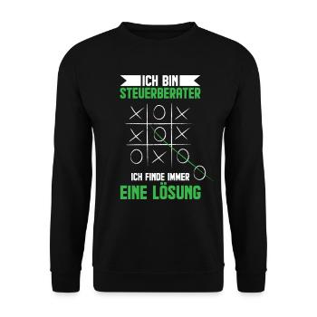 Lustiges Steuerberater Sprüche Geschenk - Unisex Pullover - Schwarz - Vorne - Alina (178cm) & Michal (187cm)